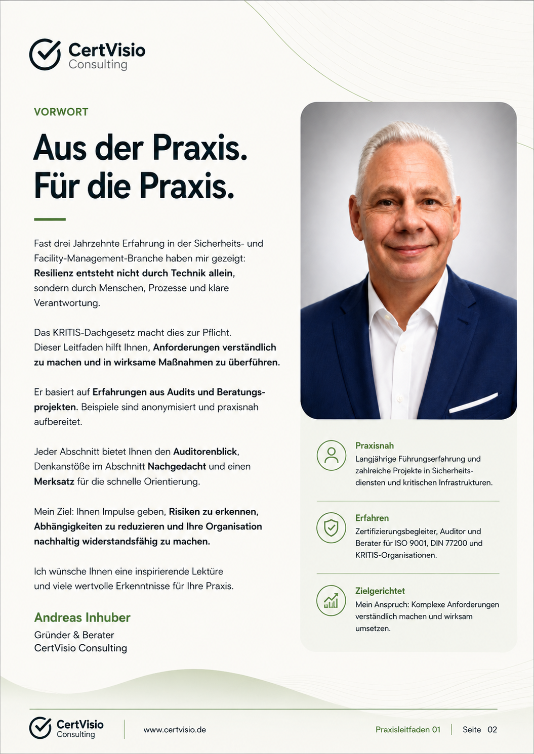 Praxisleitfaden KRITIS – Seite 2: Vorwort